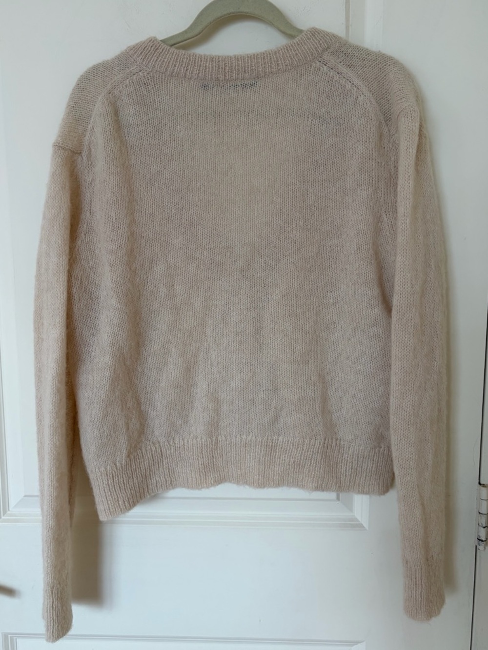 Jenni Kayne Boyfriend Cardigan Size Large Beige Alpaca Wool Knit V Neck Sweater - Picture 3 of 8